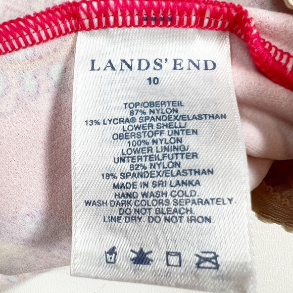 Lands' End Sz 10 Tankini Swim Top Red Floral & Paisley Padded Bra Square Neck - Picture 7 of 9